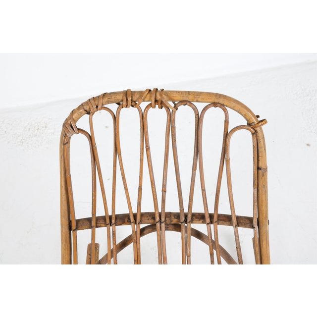 Mid Century Danish Child's Bamboo & Rattan Rocking Chair For Sale - Image 4 of 8