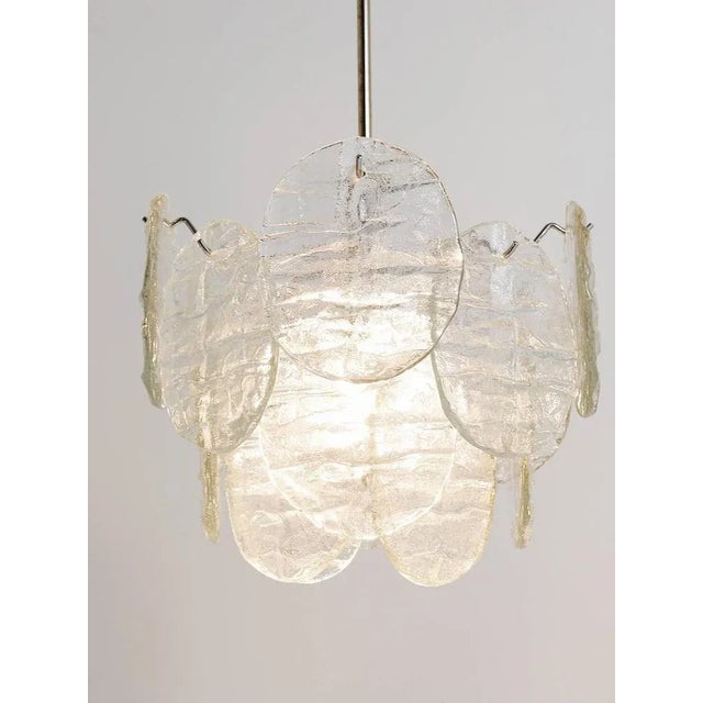 Silver Mid-Century Blatt Ice Glass Disc Chandelier from Kalmar, Austria, 1960s For Sale - Image 8 of 11