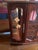 “Vintage 1980s Mahogany-Stained Jewelry Armoire Box With Dual Necklace Carousels & Painted Floral Glass Doors For Sale - Image 4 of 4