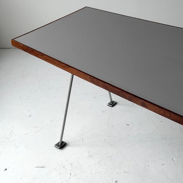 Mid-Century Modern 1950s Two Sided Executive Walnut Desk For Sale - Image 3 of 12