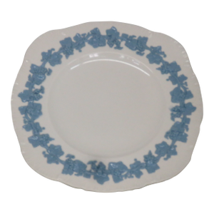 Wedgwood Embossed White Blue Queens Ware Cake Cookie Serving Dish Plate 4550b