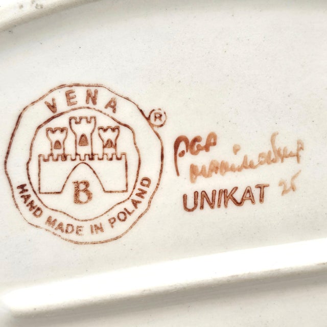 Vena Unikat Hand-Painted Polish Pottery Teardrop Dish, Medium 15" For Sale - Image 9 of 9