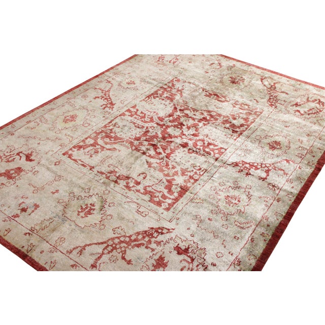 Modern Rug & Kilim's New Agra Transitional Red and Ivory Silk Rug For Sale - Image 3 of 5