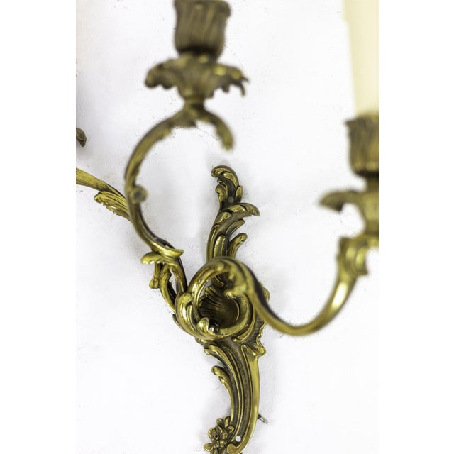 Louis XV Style Wall Sconces in Gilt Bronze, 1950s, Set of 2 For Sale - Image 6 of 7