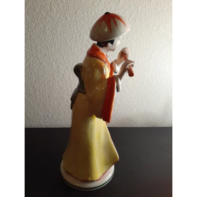 Art Deco Vintage Fine Porcelain Kimono Japanese Musical Figurine, Made in Italy For Sale - Image 3 of 6