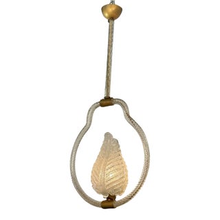 Vintage Italian Murano Glass Leaf Pendant For Sale
