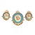Set of 3 Baroque Ceramic Sky Blue Wall Art Pieces With Ornate Gold Frames & Floral Artwork For Sale