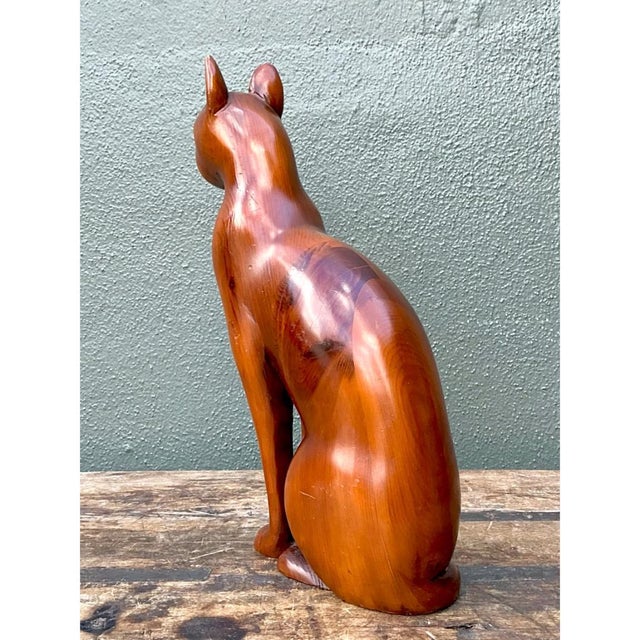 Wood Vintage Carved Wood Cat For Sale - Image 7 of 13
