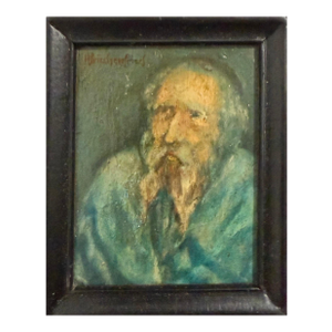 Alois Priechenfried, Austrian Jewish Art the Rabbi Judaica Miniature Oil Painting Alois Priechenfried
