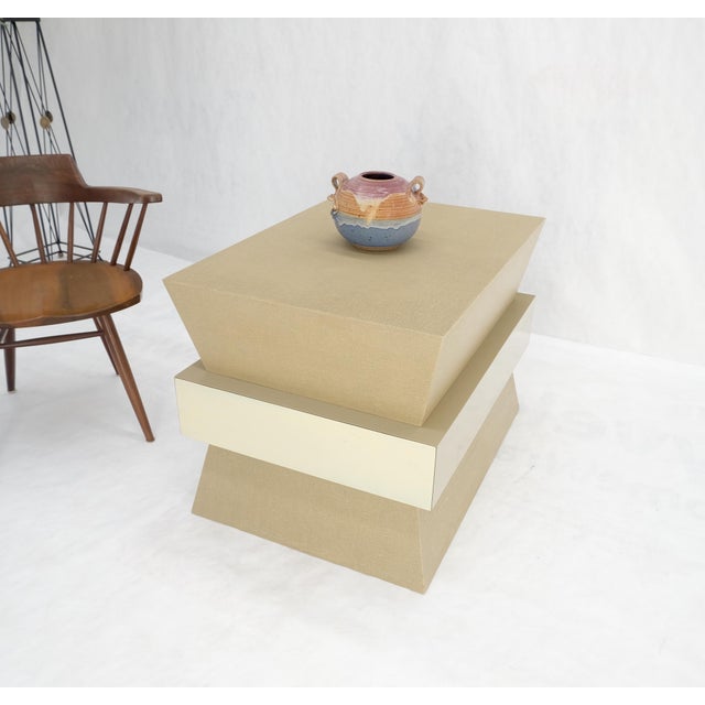 Linen Wrapped Ernest C. Masi "Sheaf of Wheet" Shape One Drawer End Table For Sale - Image 9 of 12