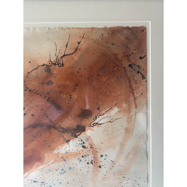 1960s Large Vintage Abstract Watercolor - Mid-Century Modern Framed Art, Signed For Sale - Image 5 of 8