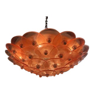 Modern Pink Disc Murano Glass Flush Mount Chandelier For Sale