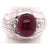 14 Karat White Gold Dome Ring With Garnet Cabochon and Diamond Accents For Sale - Image 4 of 8