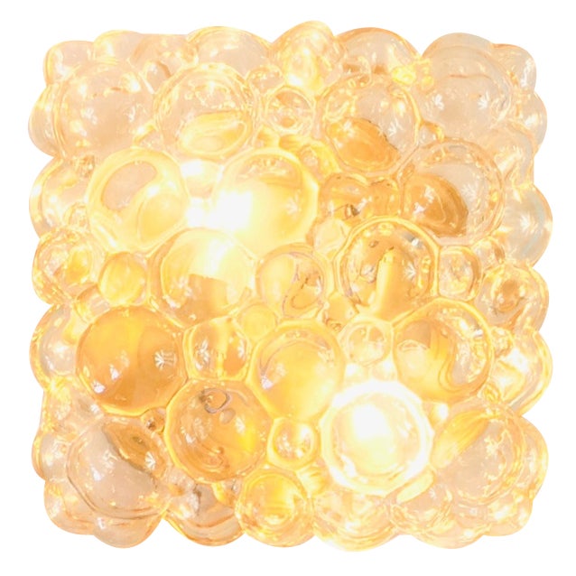 Large Amber Bubble Glass Ceiling Light attributed to Helena Tynell for Limburg, Germany, 1960s For Sale