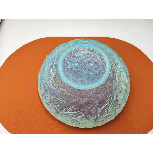 Blue Opalescent Plateau Bowl from Northwood Glass Company, 1890s For Sale - Image 4 of 6