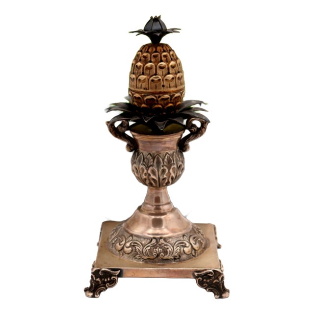 Silver Pineapple-Shaped Toothpick Holder For Sale