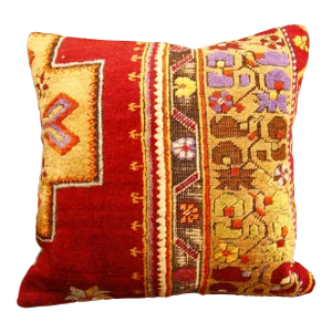Contemporary Handmade Pillow Cover Made From Vintage Rug