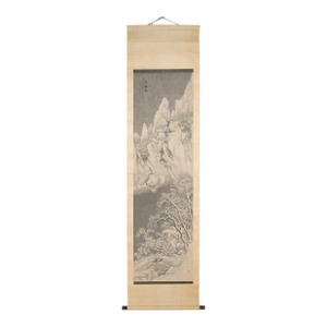 Chinese Winter Landscape Scroll Painting, C. 1900