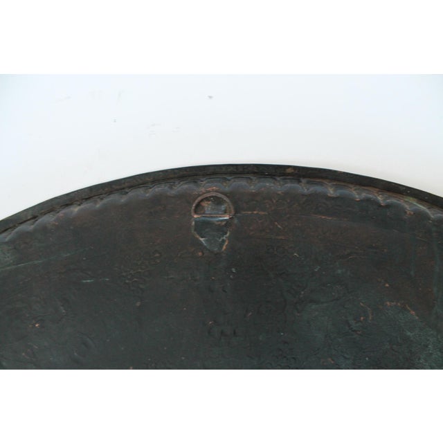 Antique Finely Engraved Copper Tray Wall Hanging For Sale - Image 12 of 12