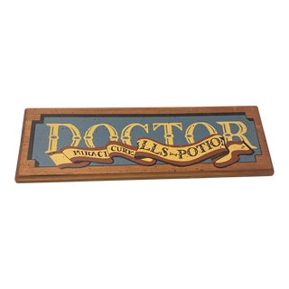 Vintage Doctor Potion Seller Wood Sign For Sale