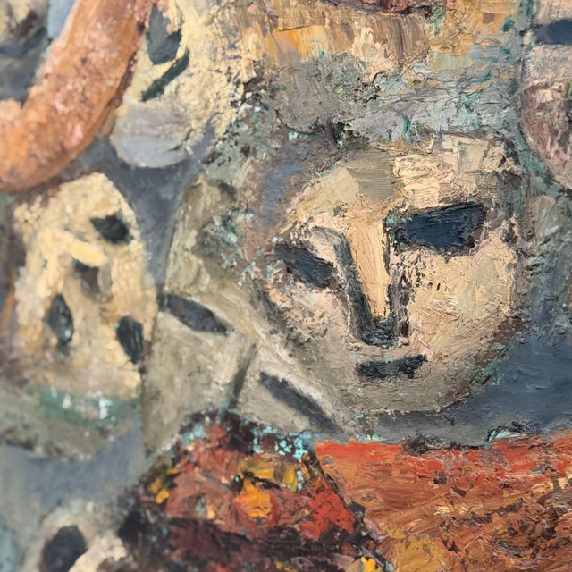 Modern Takahashi Yoshikazu, Two Seated Figures, 1980s, Oil on Canvas For Sale - Image 3 of 11