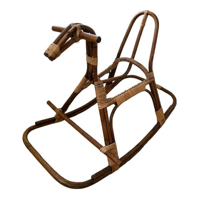 1960s Italian Bent Bamboo & Rattan Rocking Horse Attributed to Franco Albini For Sale