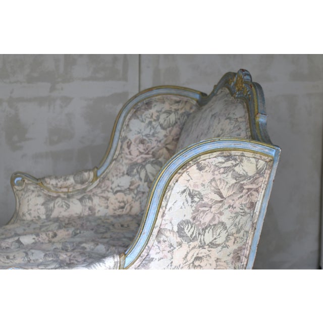 Pair of Mid 20th Century Louis XV Wingback Bergère Armchairs – Floral Upholstery For Sale - Image 11 of 18