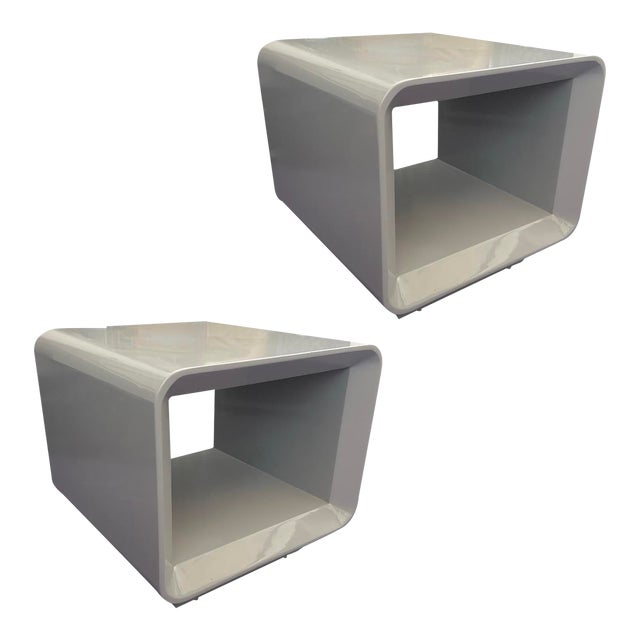 Pair of Maud Grey Side Tables For Sale