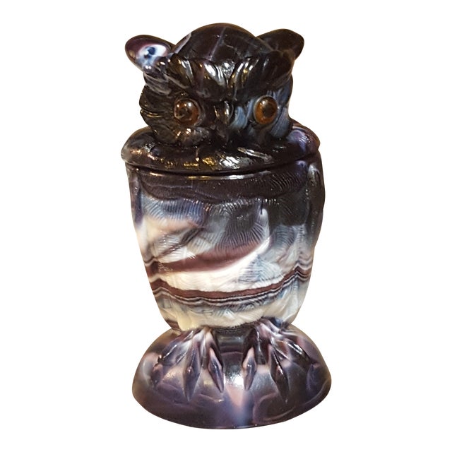 Vintage Imperial Purple Slag Glass Owl Jar Chairish