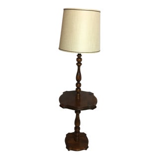 Vintage Walnut Table Floor Lamp For Sale