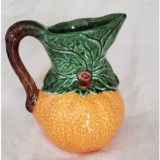 Mid-Century Modern Vintage Mid-Century Modern Olfaire Pottery Textured Ceramic Pitcher For Sale - Image 3 of 5