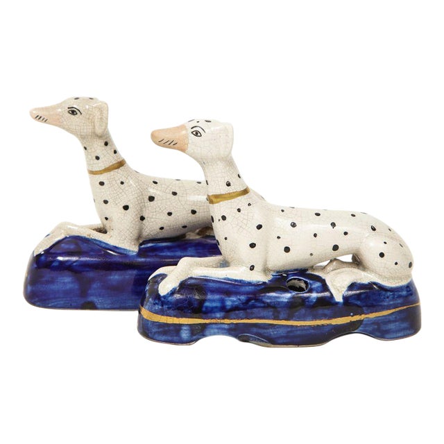Pair of Staffordshire Seated Dalmatian Inkwells For Sale