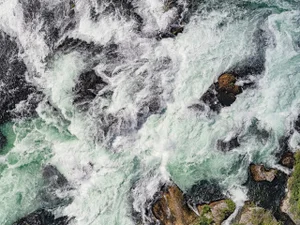 "AV_Rhine_Falls_009" Contemporary Aerial View Limited Edition Photograph by Bernhard Lang