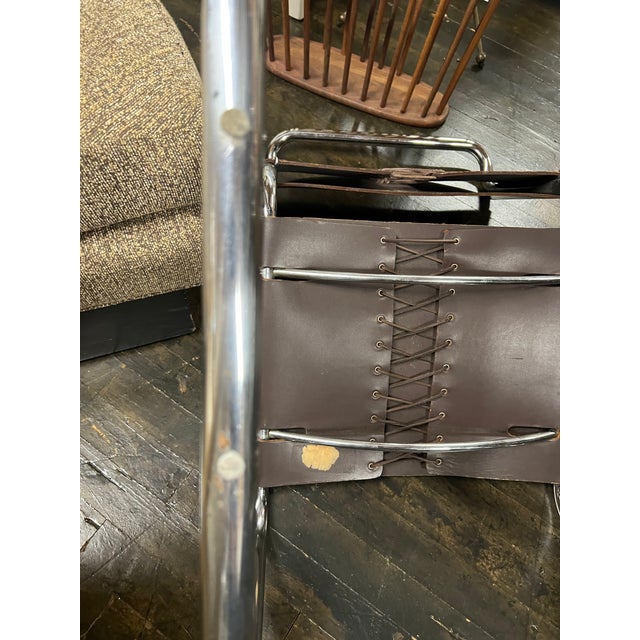 Brown Pair of 1970s Spoleto Dining Chairs With Brown Leather Seats and Backs on Chrome Frame For Sale - Image 8 of 11