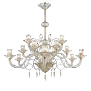 Grand Imperial Rigadin Murano Glass Chandelier in Transparent and Gold by Simoeng for Simoeng For Sale