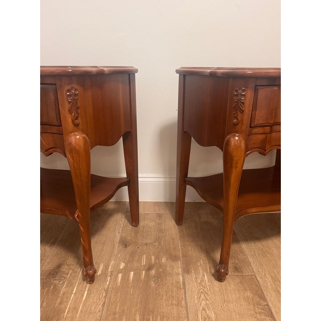 1960s French Provincial Nightstands, Pair, C. 1960s-1970s For Sale - Image 5 of 11
