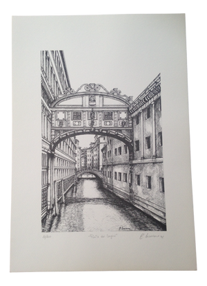 Carmelo Linciano, Bridge of Sighs, Lithograph, 1995