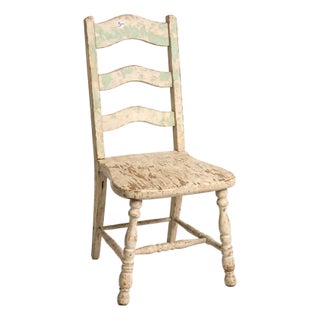 Antique American Primitive Painted Ladder-Back Child’s Chair, C. 1900 For Sale