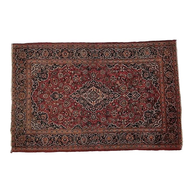 1950s Vintage Persian Kashan 4'4" X 6'10" For Sale