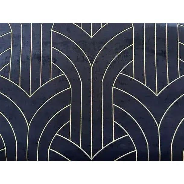 Phillip Jeffries Navy Blue Velvet Cocoon Wallpaper, Lasercut Gilt Velvet Textile. Gorgeous wallcovering by Phillip...