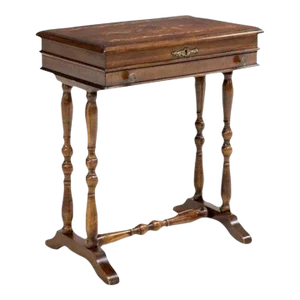Antique Italian Floral Marquetry Inlaid Sewing Stand Work Table