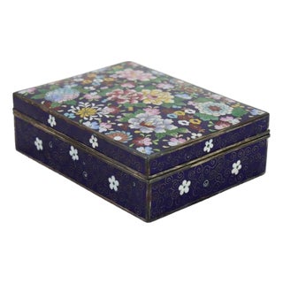 Antique Japanese Floral Cloisonne Enameled Jewelry Box C1920 For Sale