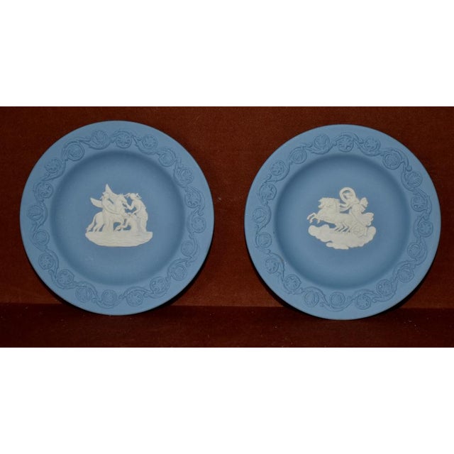 2 Vintage Wedgwood Jasperware Blue W/White Neo-Classic Figural Plates For Sale - Image 13 of 13
