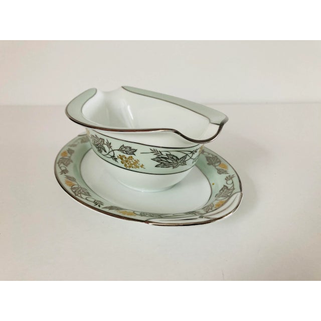 Modern Mid-Century Noritake (5487) Silvine Gravy Boat 1-Piece For Sale - Image 3 of 7