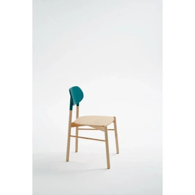 Contemporary Turquoise Bokken Chairs in Natural Beech by Colé Italia, Set of 4 For Sale - Image 3 of 10