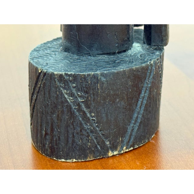 African Hand Carved Wood Head Sculpture For Sale - Image 12 of 12