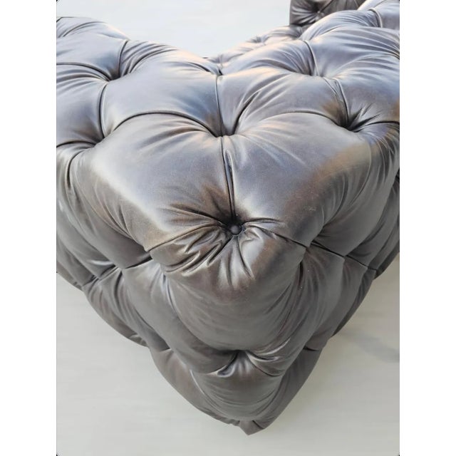 Restoration Hardware Restoration Hardware Soho Tufted Leather Sofa For Sale - Image 4 of 12