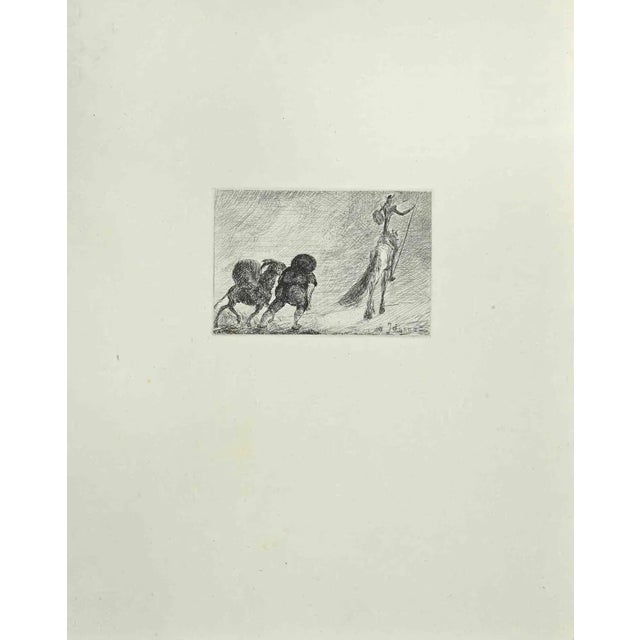 Wladyslaw Jahl, Don Quixote and Sancho Panza, Etching, 1951 For Sale