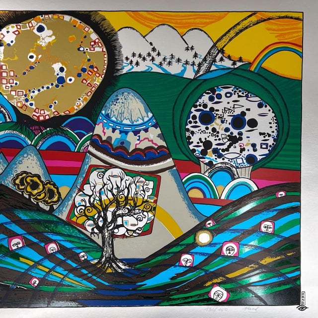 1972 Helmut Kand "Sun and Moon Beauty Contest" Surrealist Silver Foil Serigraph For Sale - Image 4 of 10