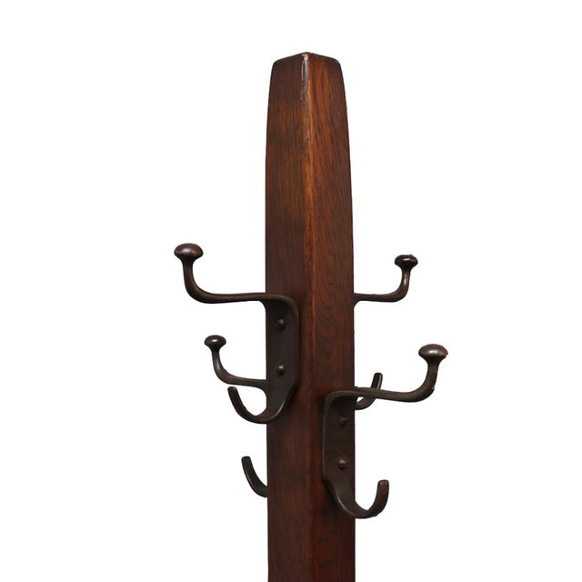 Mission Arts & Crafts L & Jg Stickley Mission Oak Coat Rack Signed C1920 For Sale - Image 3 of 9